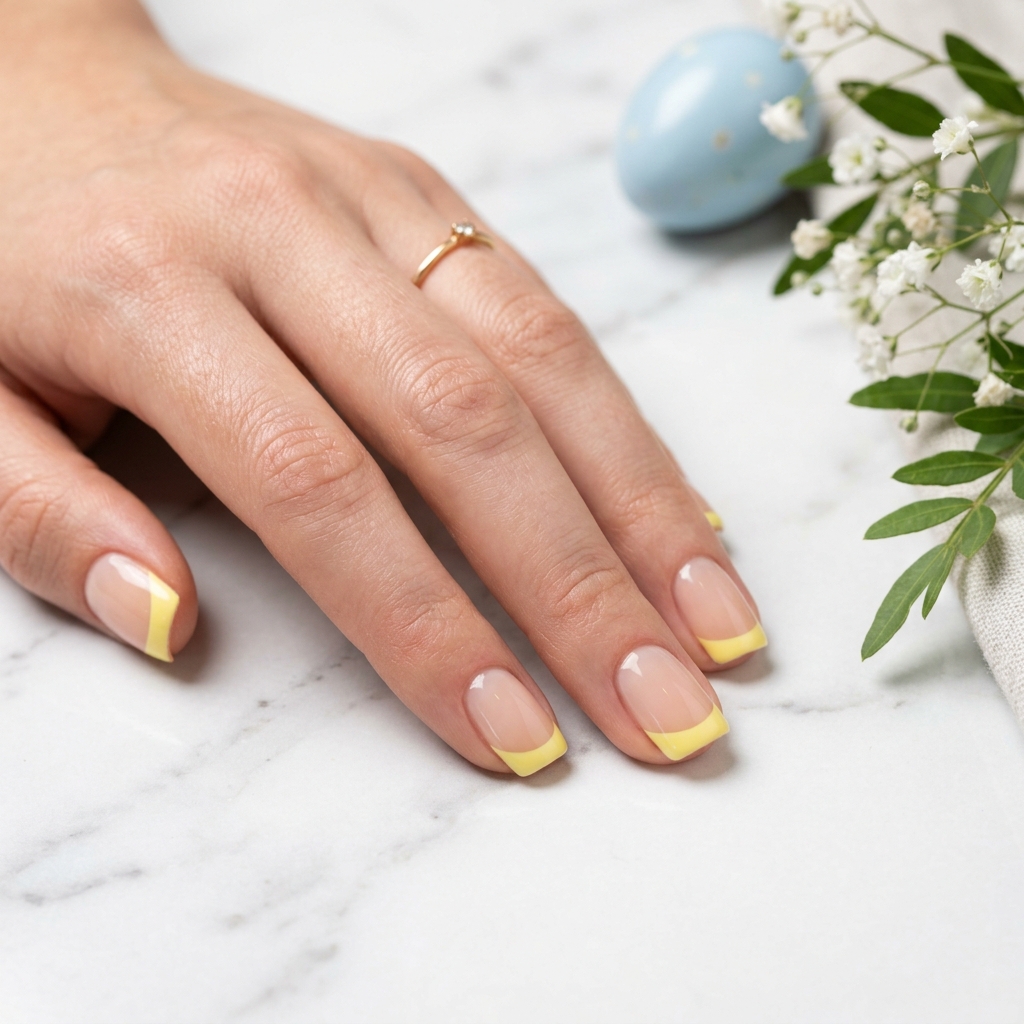 French Tip Short Easter Nails Ideas