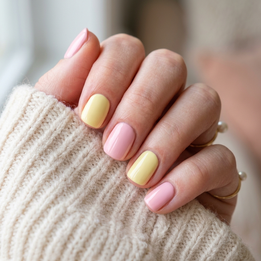 Cute Spring Nails Short: 30 Creative Ideas to Inspire Your Next Manicure 13 Two-Tone Cute Spring Nails Short Ideas