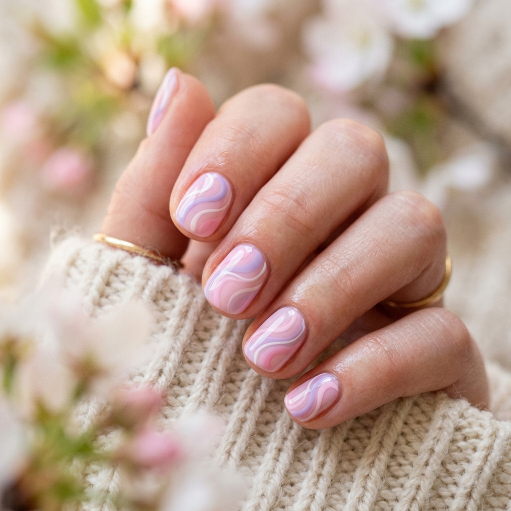 Cute Spring Nails Short: 30 Creative Ideas to Inspire Your Next Manicure 17 Swirl Cute Spring Nails Short Ideas