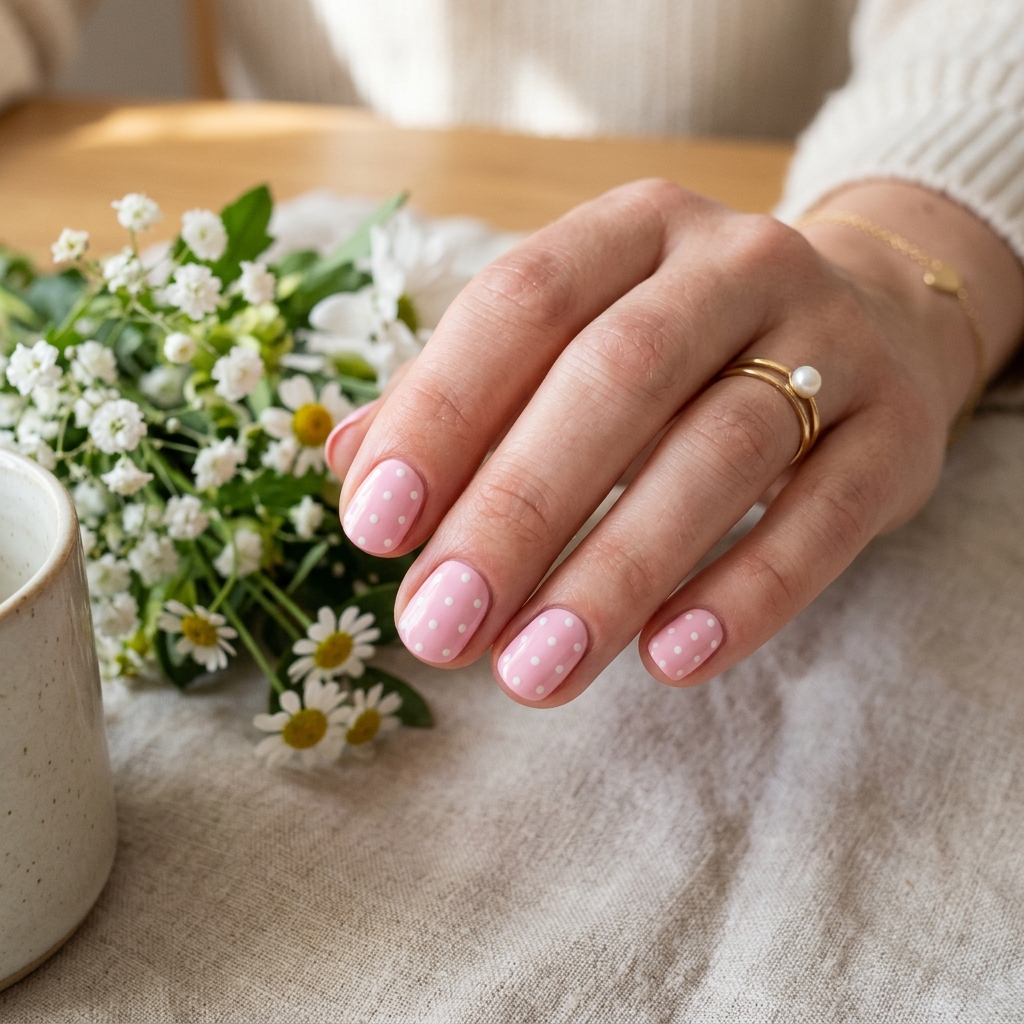 Cute Spring Nails Short: 30 Creative Ideas to Inspire Your Next Manicure 15 Short Spring Nails with Polka Dots Ideas