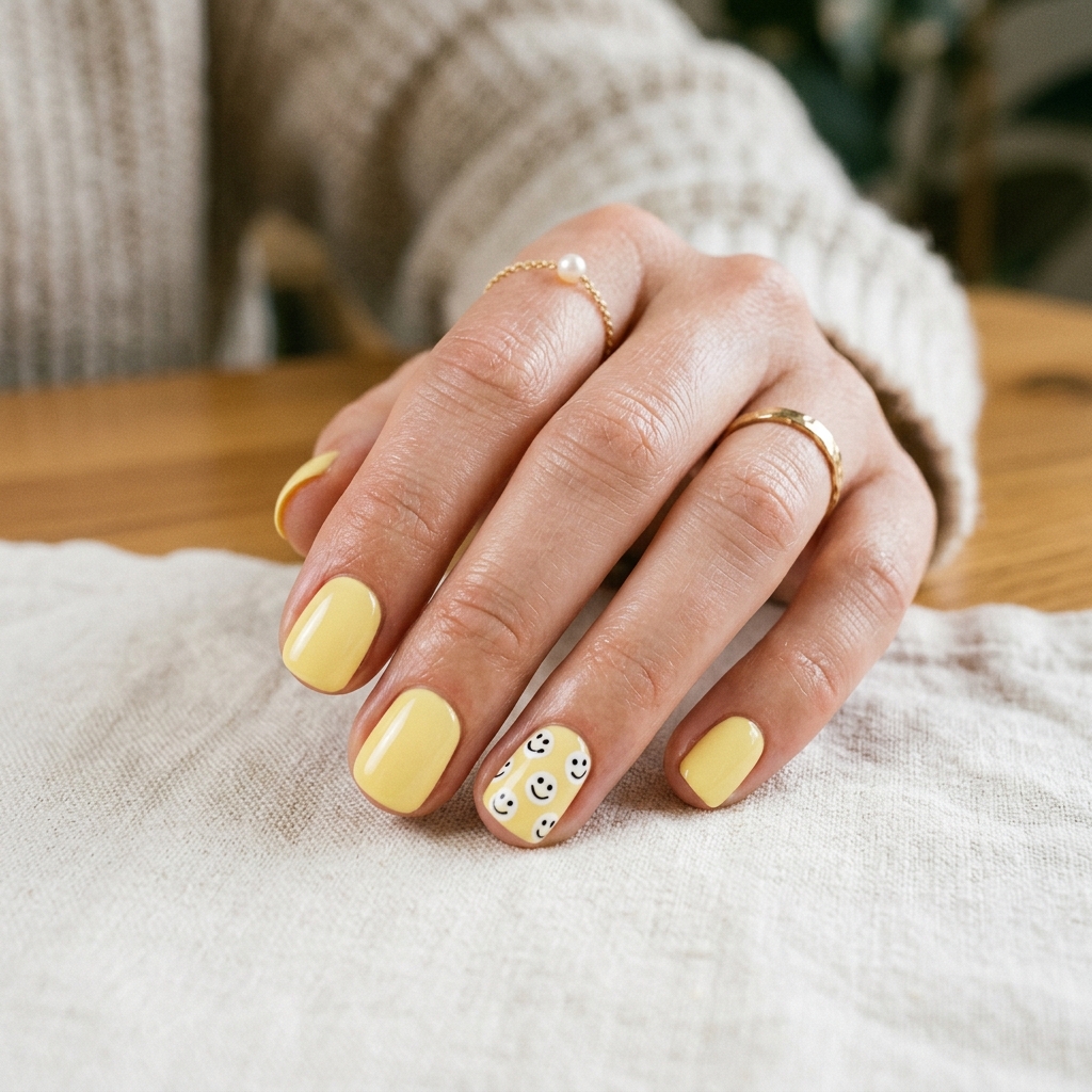 Cute Spring Nails Short: 30 Creative Ideas to Inspire Your Next Manicure 20 Short Spring Nails with Smiley Faces Ideas