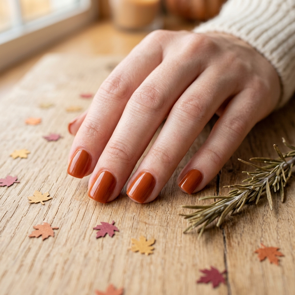 Short Orange Fall Nails Ideas