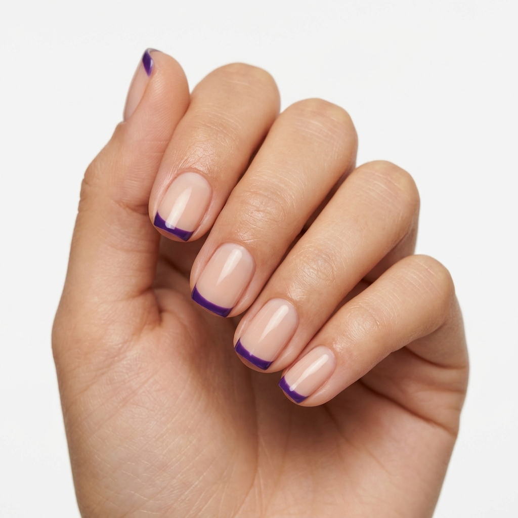 Purple French Tip Nails: 30 Stunning Ideas to Inspire Your Next Manicure 11 Short Purple French Tip Nails Ideas