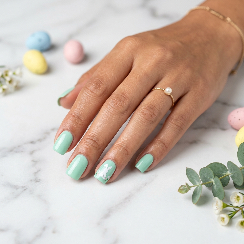 Square Short Easter Nails Ideas