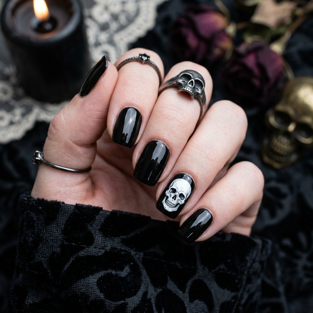 October Nail Designs: 30 Creative Ideas to Inspire Your Autumn Manicure 28 October Nail Design with Skulls Ideas