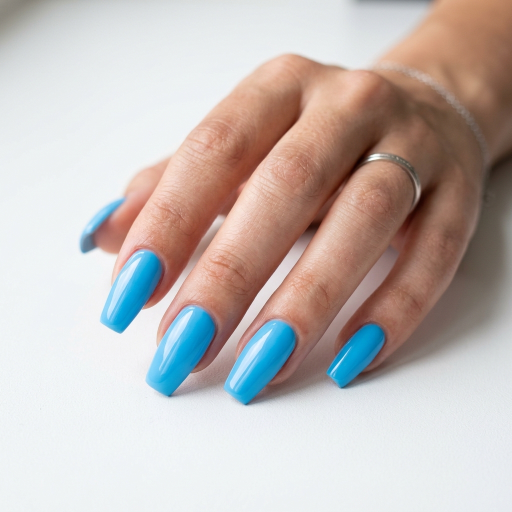 Sky Blue Coffin Nail Ideas