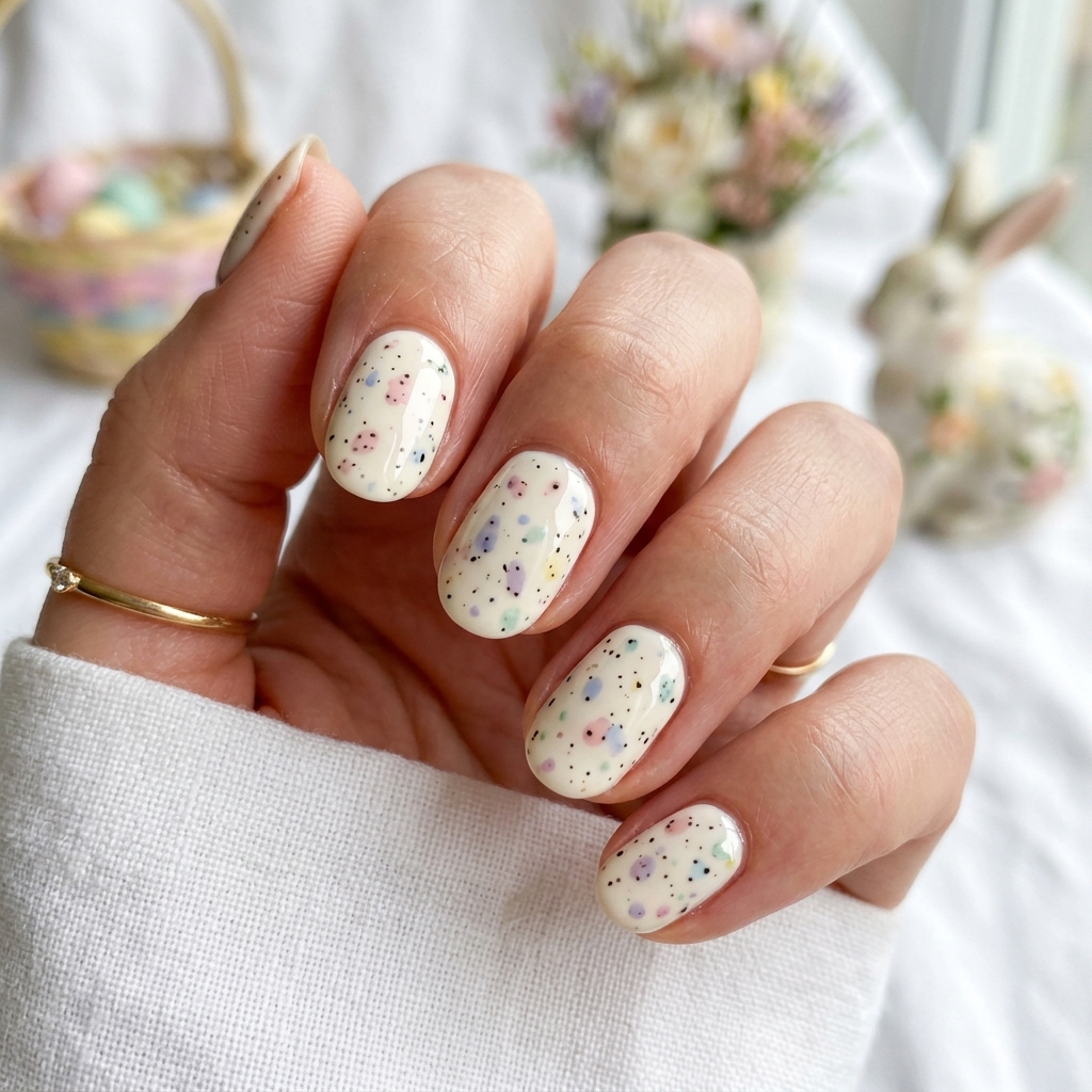 Short Speckled Easter Egg Nail Ideas