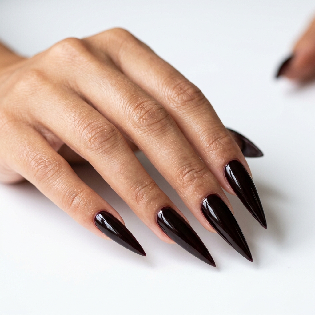 Black Cherry Nails: 30 Creative Ideas to Inspire Your Next Manicure 23 Black Cherry Stiletto Nails Ideas