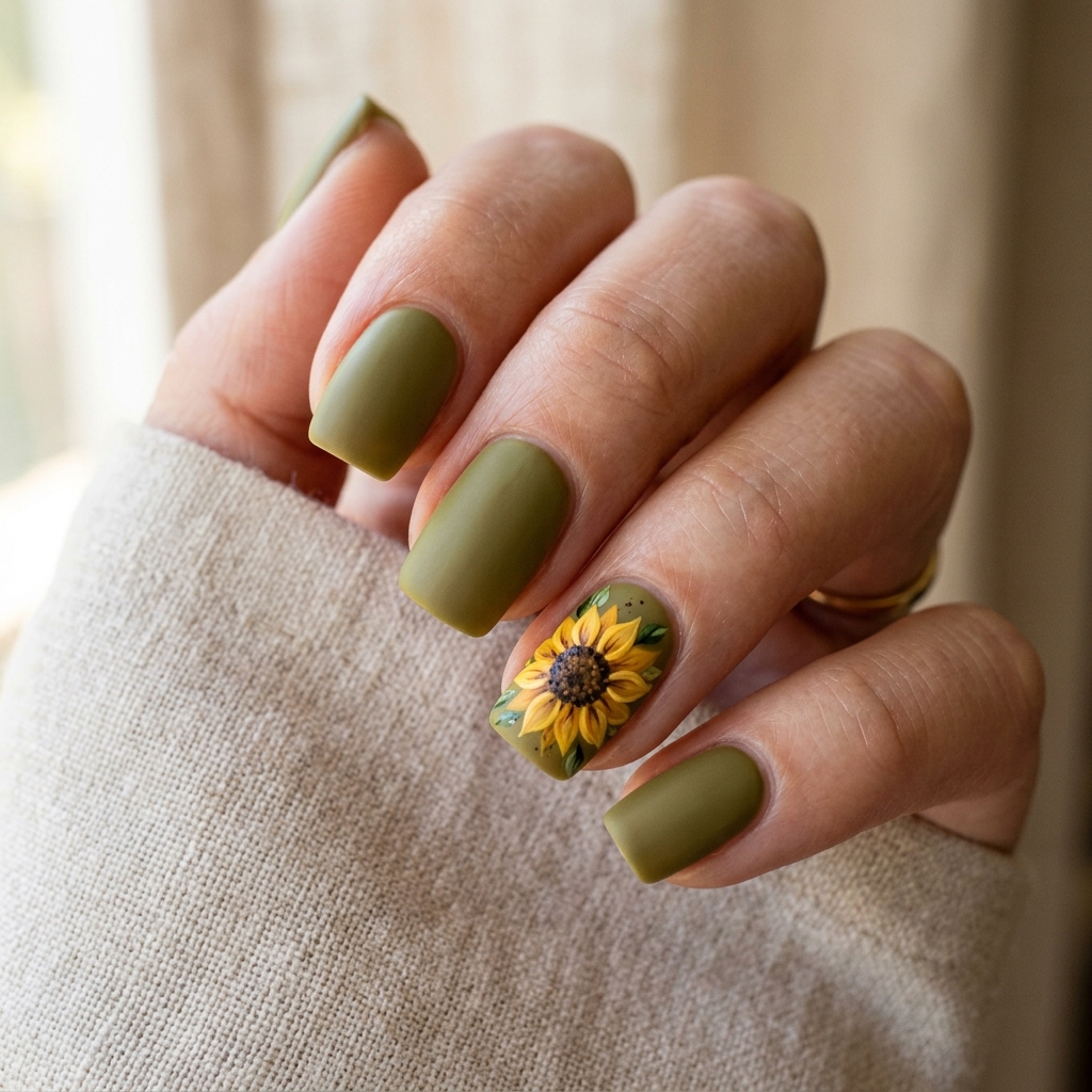 Thanksgiving Nails Ideas: 30 Festive Designs to Celebrate the Season 14 Sunflower Nail Ideas