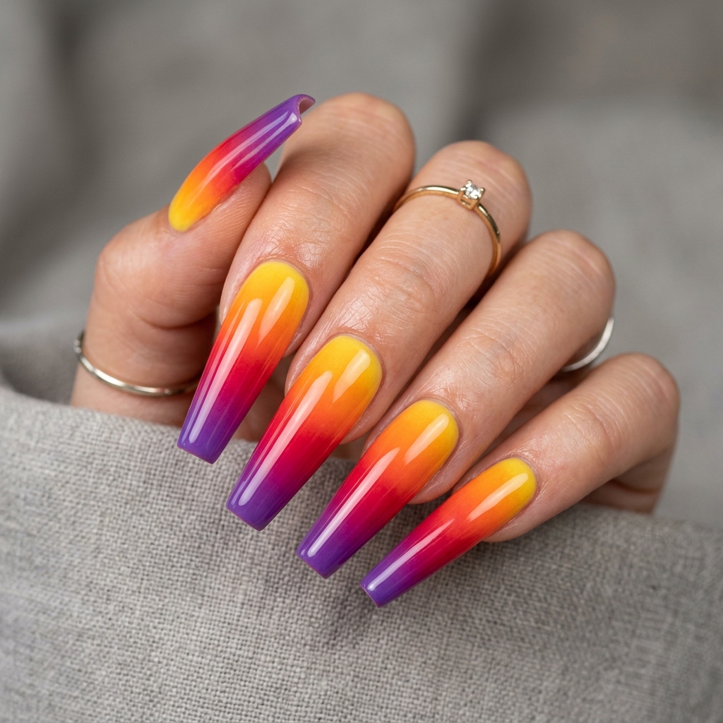 30 Vibrant Sunset Ombre Nails Ideas to Inspire Your Next Manicure 22 Sunset Ombre Nails Acrylic Ideas