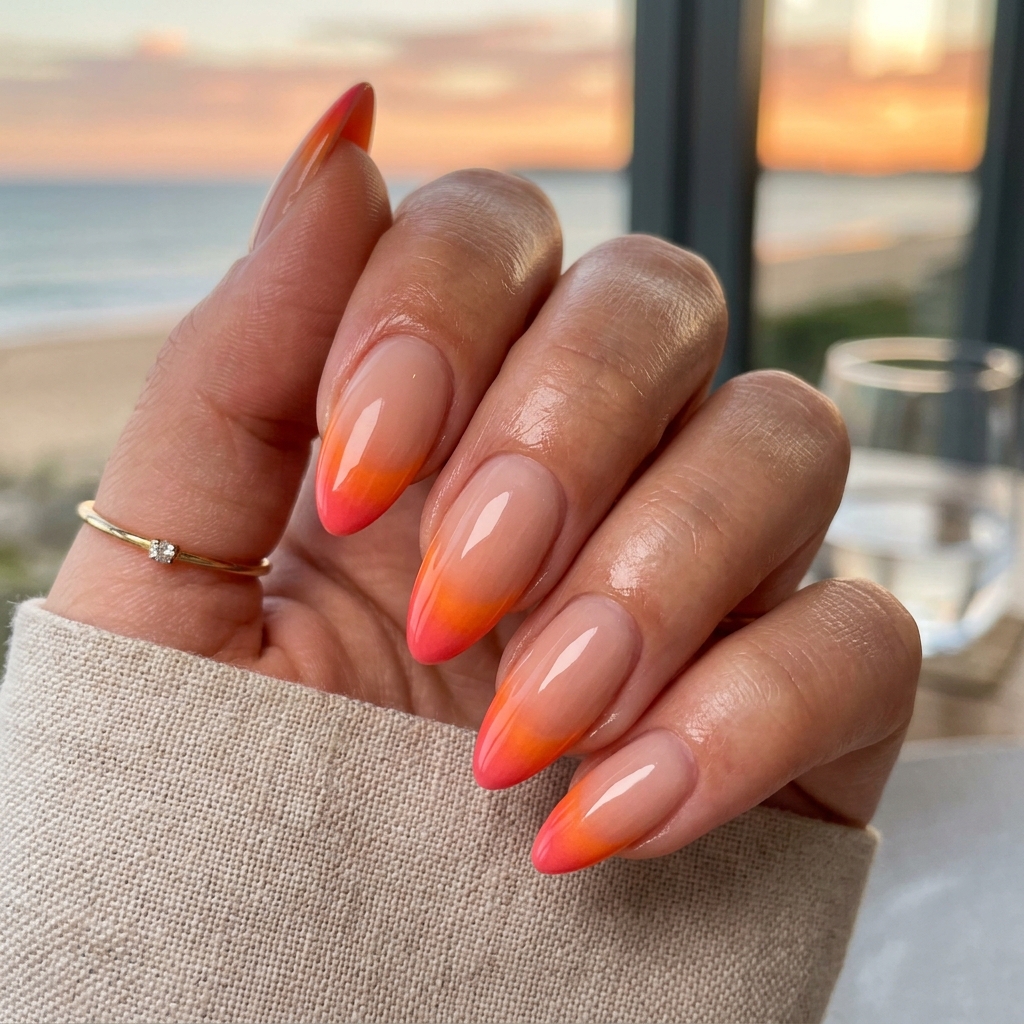 30 Vibrant Sunset Ombre Nails Ideas to Inspire Your Next Manicure 7 Sunset Ombre Nail French Tip Ideas