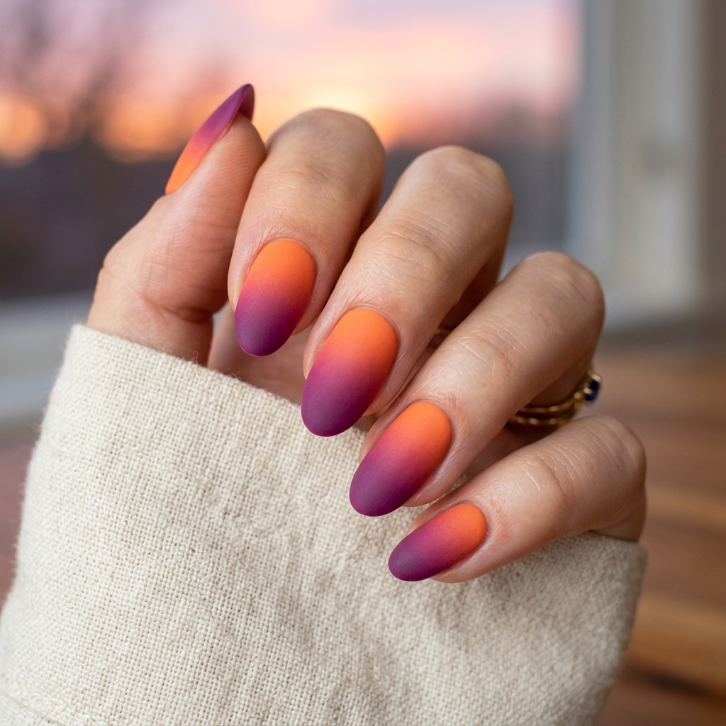 30 Vibrant Sunset Ombre Nails Ideas to Inspire Your Next Manicure 14 Sunset Ombre Nails Matte Ideas