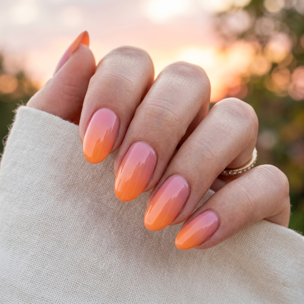 30 Vibrant Sunset Ombre Nails Ideas to Inspire Your Next Manicure 20 Sunset Ombre Nails Oval Ideas