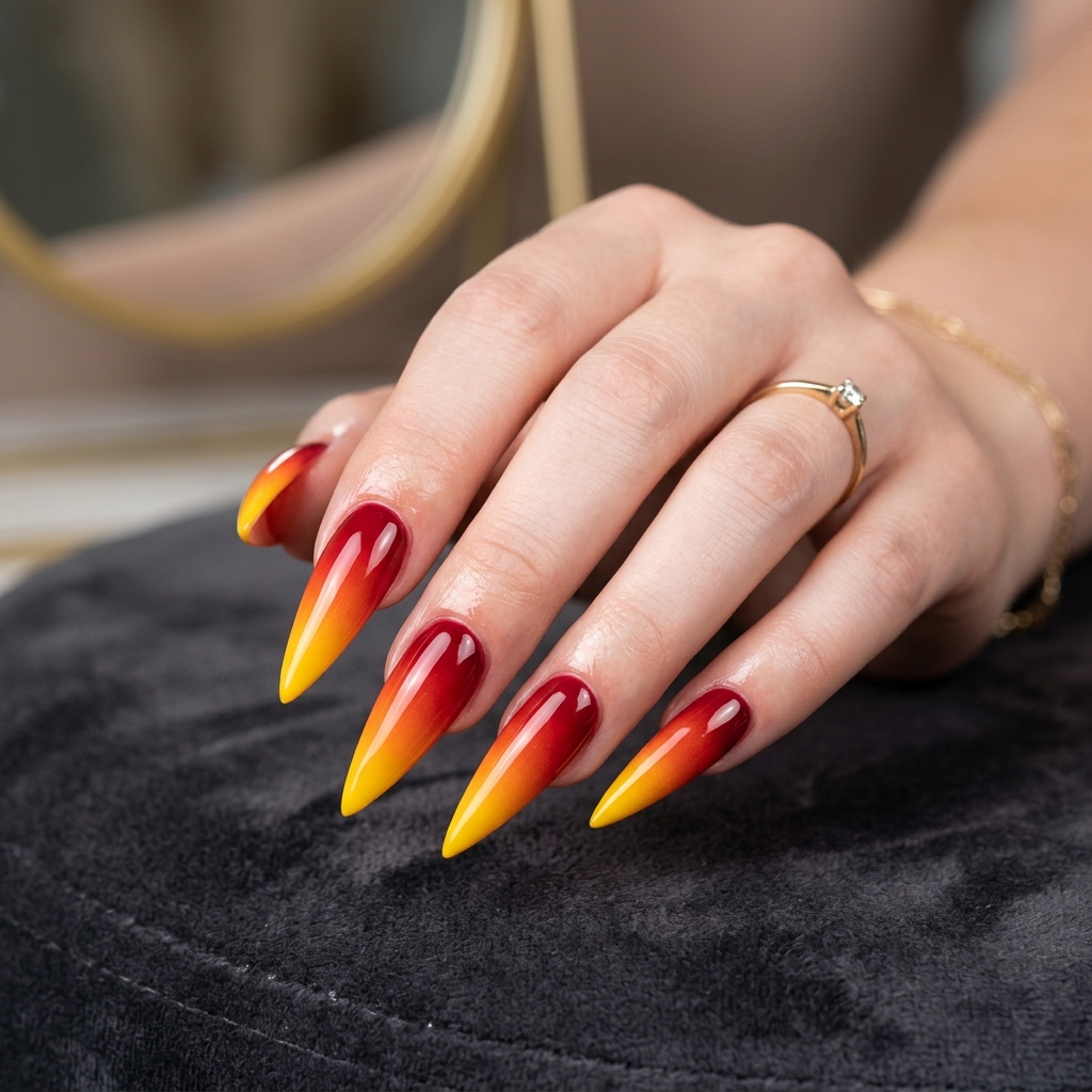 30 Vibrant Sunset Ombre Nails Ideas to Inspire Your Next Manicure 12 Sunset Ombre Nail Stiletto Ideas
