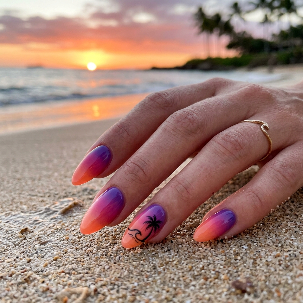 Beach Nail Ideas: 30 Refreshing Designs to Inspire Your Summer Manicure 30 Sunset Beach Nail Idea