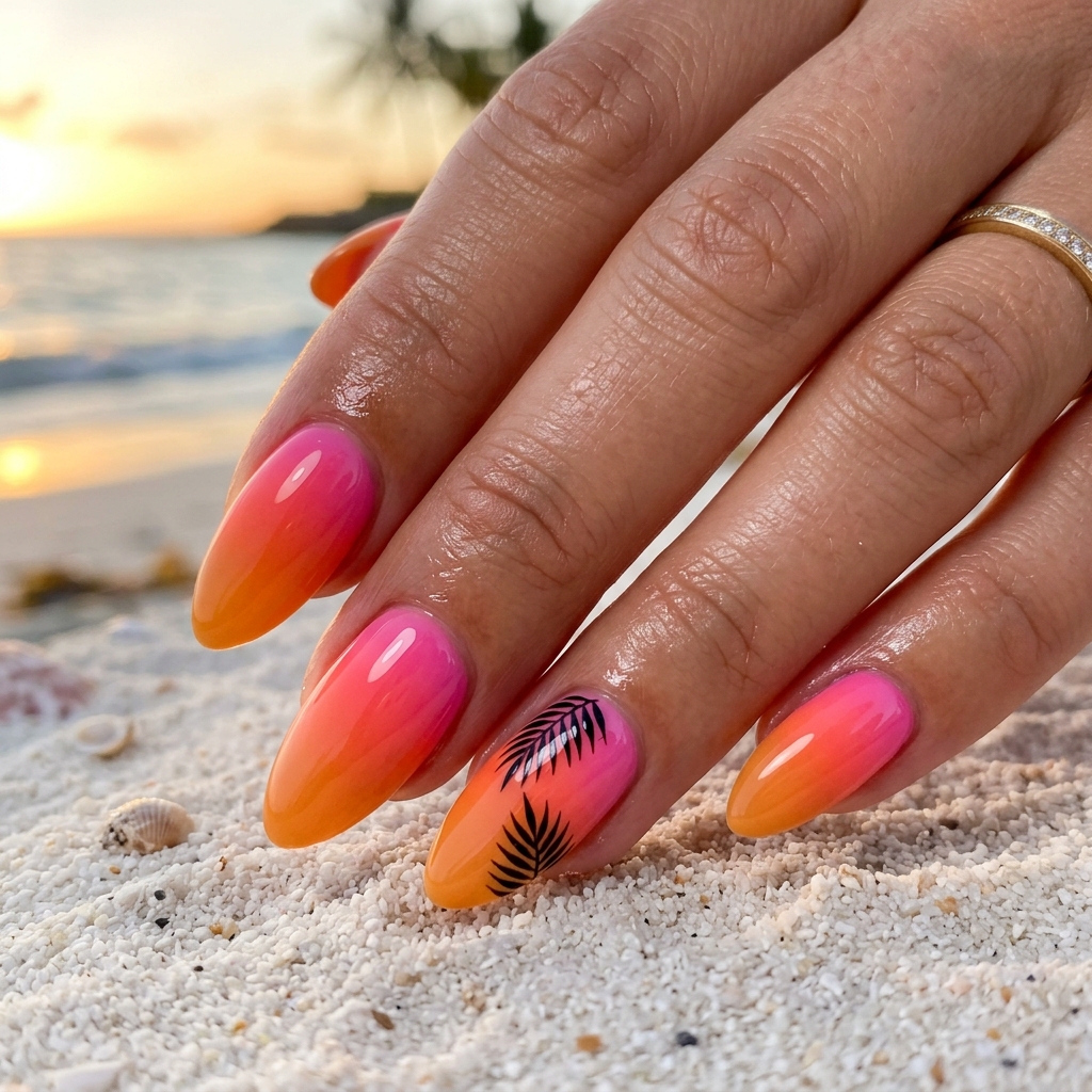 30 Vibrant Sunset Ombre Nails Ideas to Inspire Your Next Manicure 13 Tropical Sunset Ombre Nail Ideas