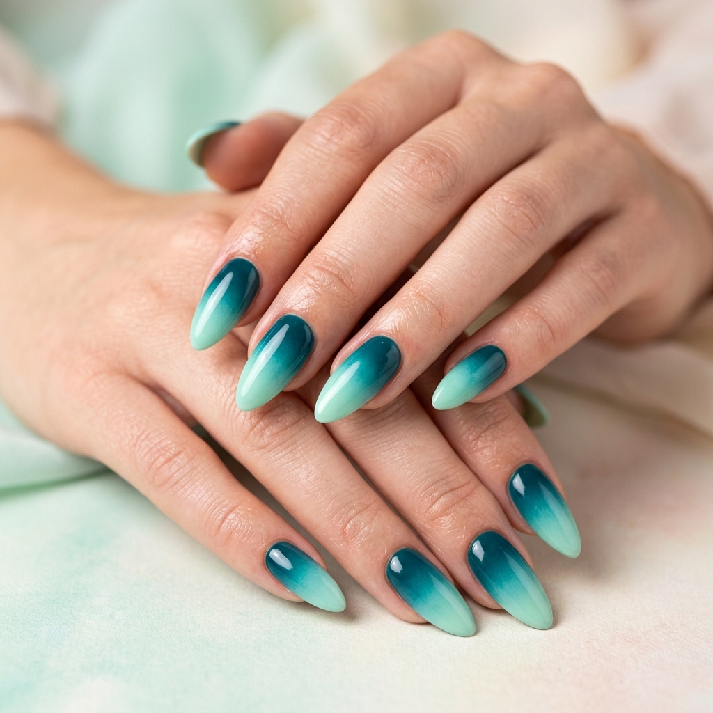 Dark Teal Nails Ideas: 30 Stunning Looks to Inspire Your Next Manicure 5 Dark Teal Ombre Nails
