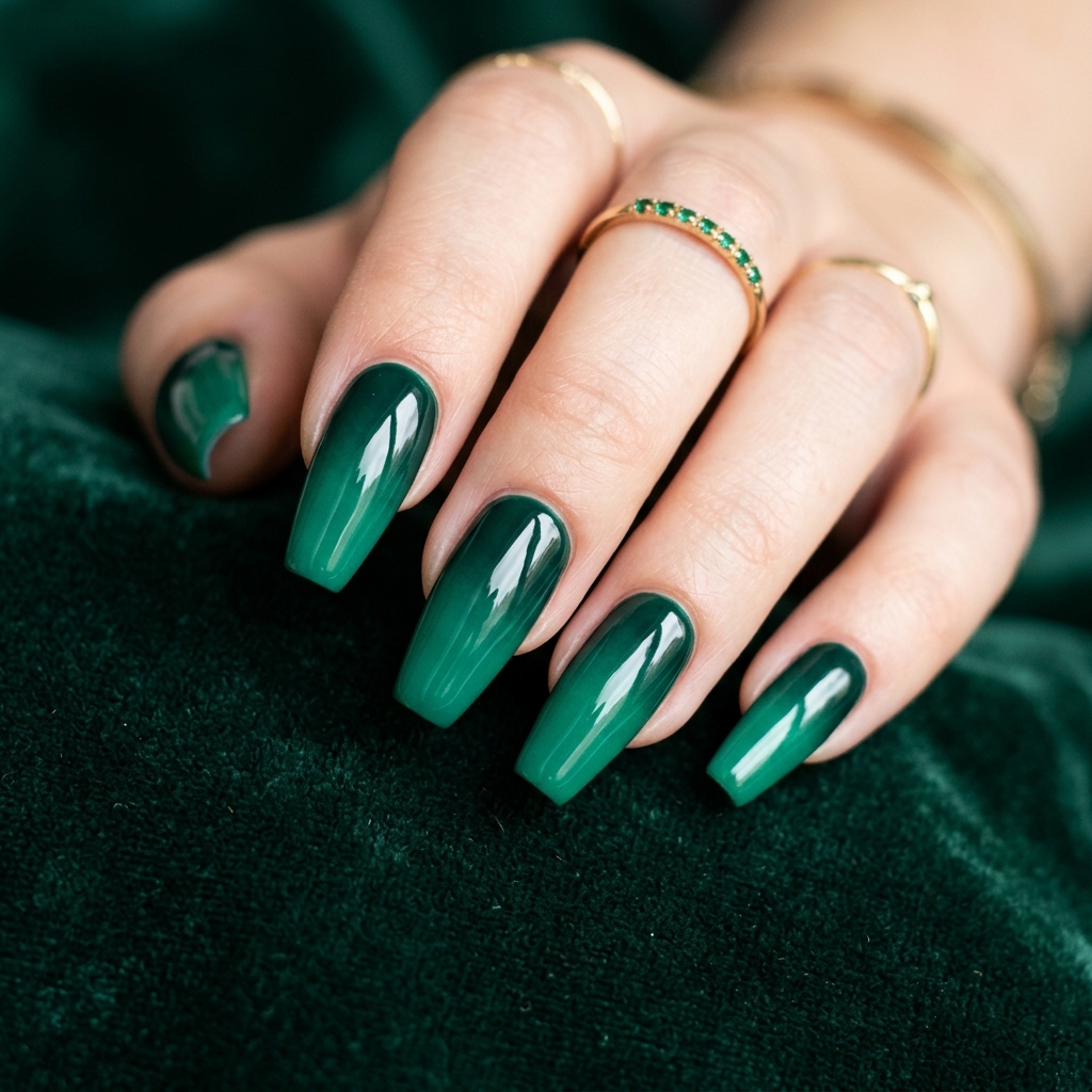 Emerald Green Nail Designs: 30 Stunning Ideas to Inspire Your Next Manicure 11 Two-Tone Emerald Green Nail Ideas
