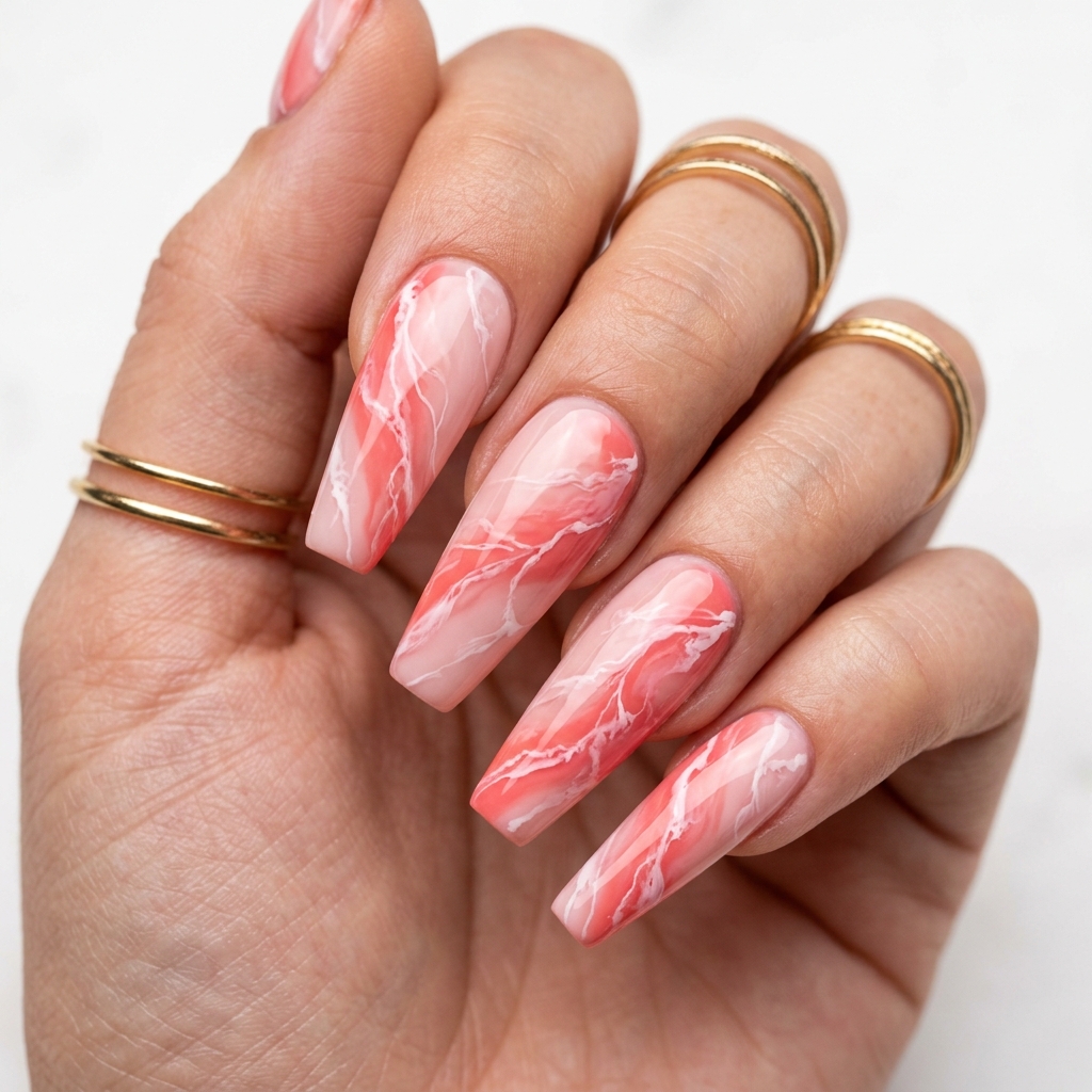 30 Pink Marble Nails Ideas You Will Absolutely Love 24 Two Tone Pink Marble Nail Ideas