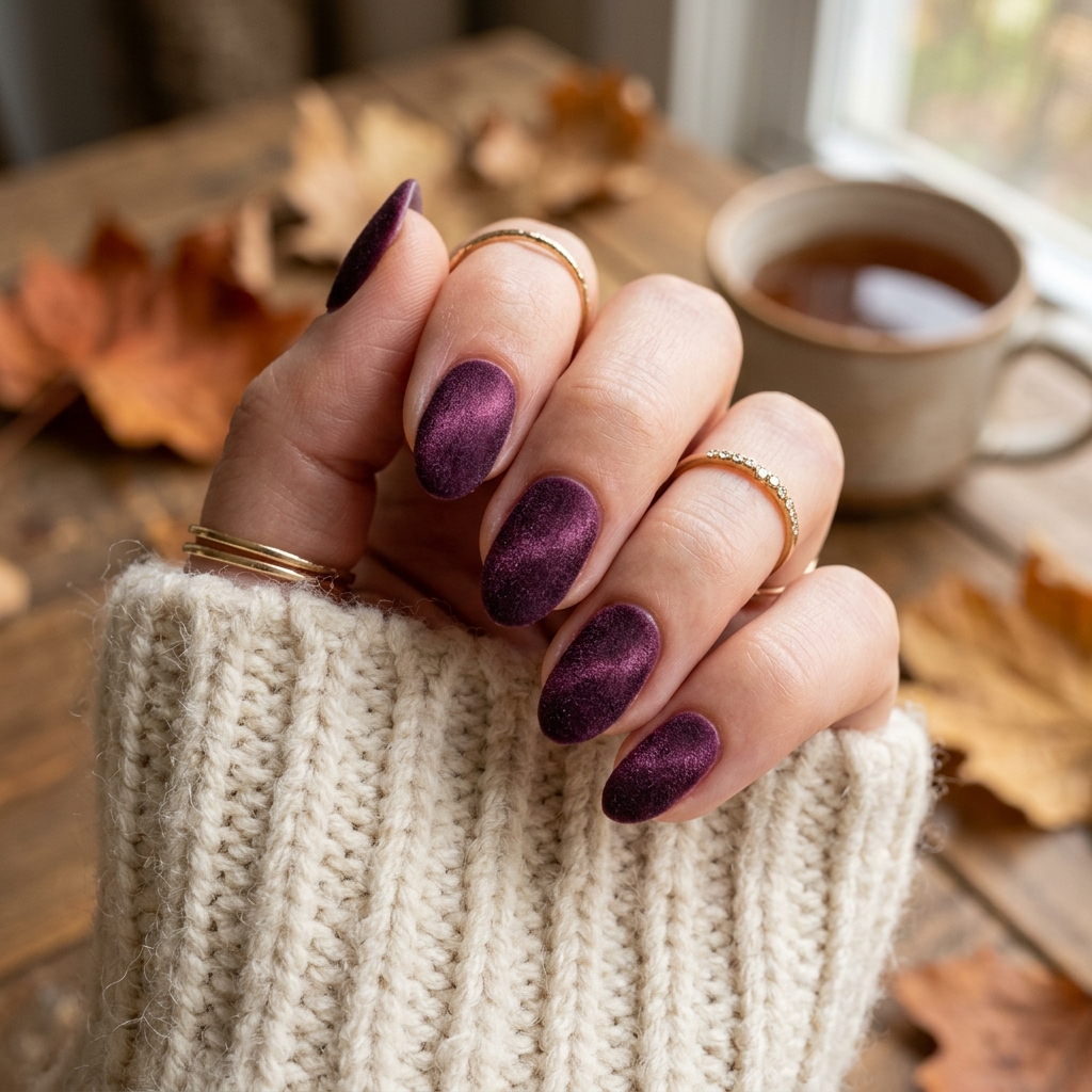 October Nail Designs: 30 Creative Ideas to Inspire Your Autumn Manicure 23 Velvet October Nails Ideas