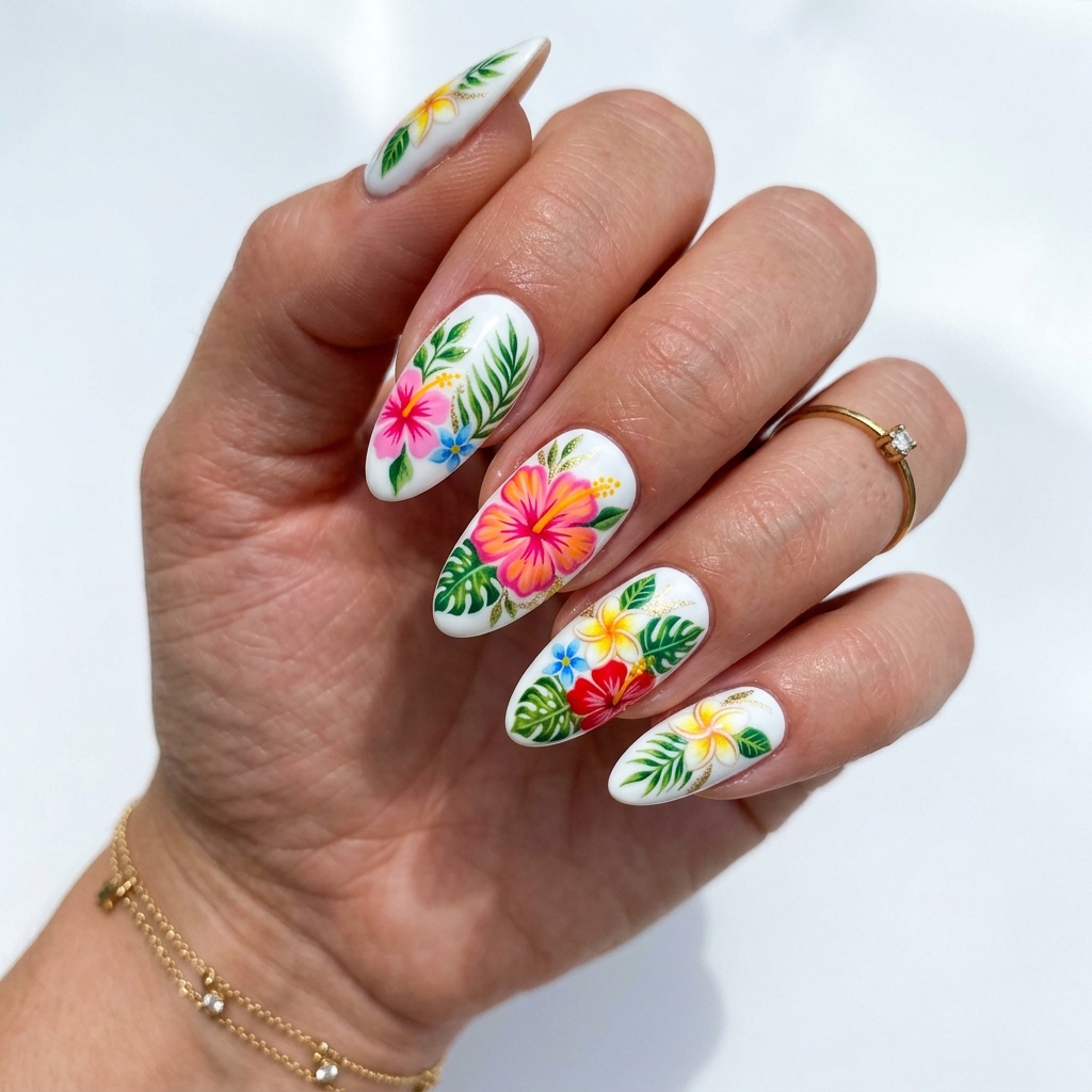 30 White Nails with Flowers Ideas: The Ultimate Guide to Romantic and Elegant Nail Inspiration 26 Summer White Nails with Flowers