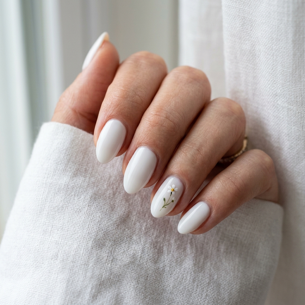 30 White Nails with Flowers Ideas: The Ultimate Guide to Romantic and Elegant Nail Inspiration 28 Minimalist White Nails with Flowers