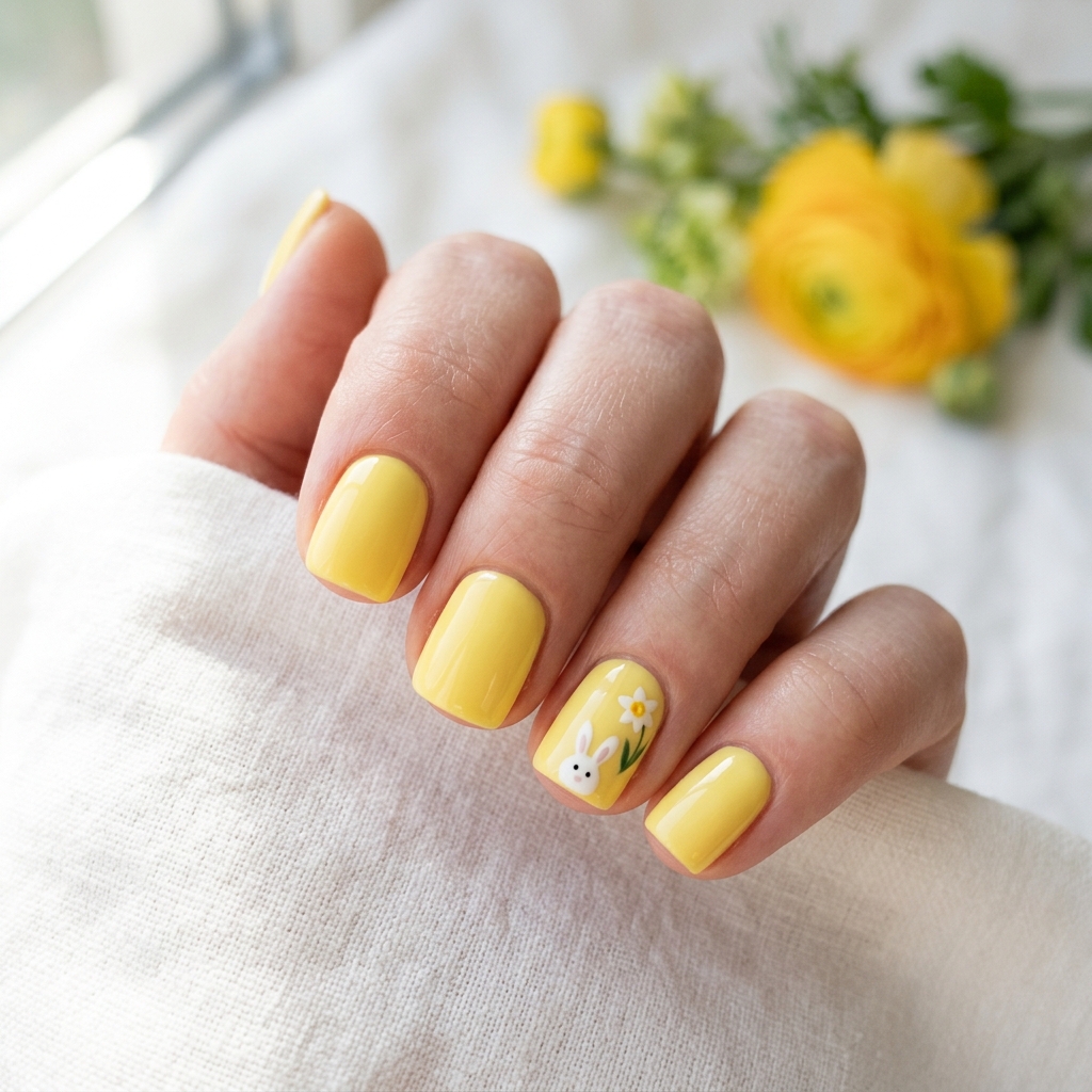 Short Yellow Easter Nail Ideas