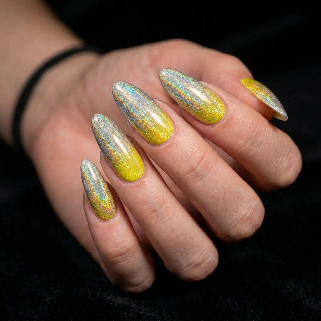 Yellow Ombre Nails 30 Ideas: The Ultimate Guide to Sunny, Gradient Manicures 15 Holographic Yellow Ombre Nails