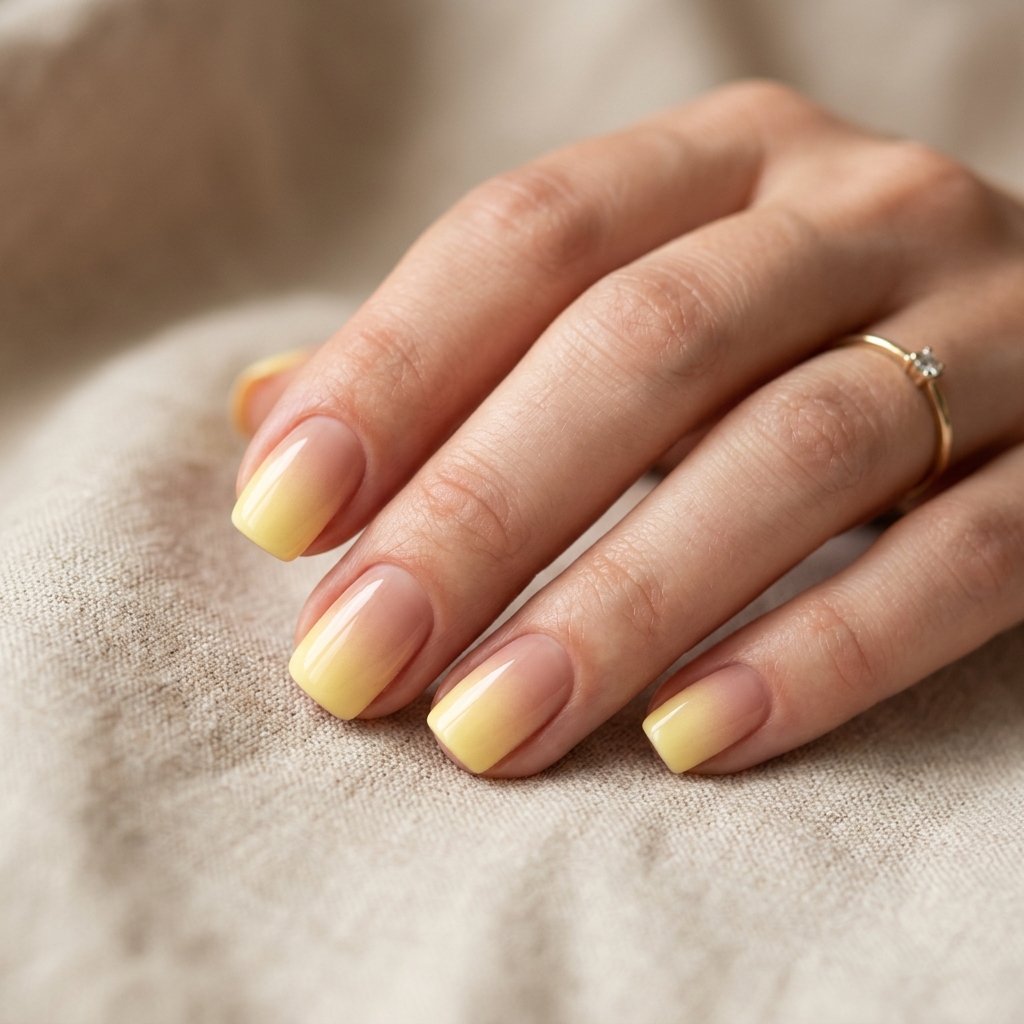 Yellow Ombre Nails 30 Ideas: The Ultimate Guide to Sunny, Gradient Manicures 12 Yellow and Nude Ombre Nails