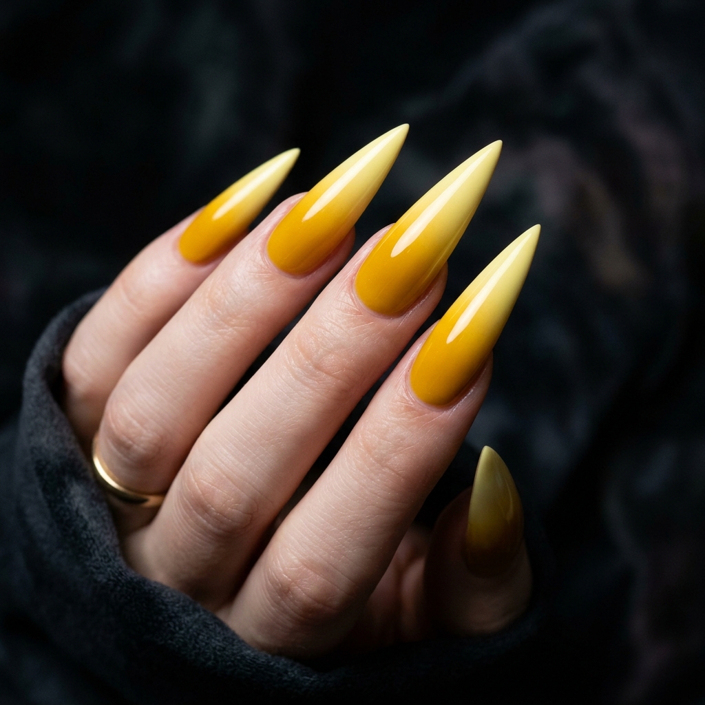 Yellow Ombre Nails 30 Ideas: The Ultimate Guide to Sunny, Gradient Manicures 27 Yellow Ombre Stiletto Nails