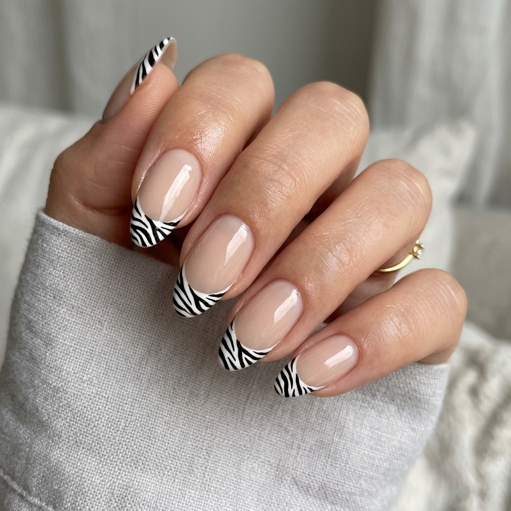Zebra Nail Art French Tip Ideas