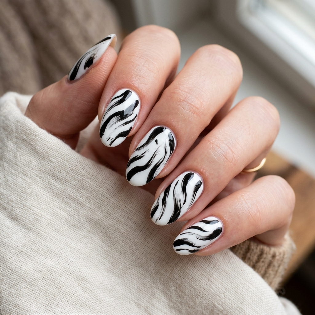 Abstract Zebra Nail Art Ideas