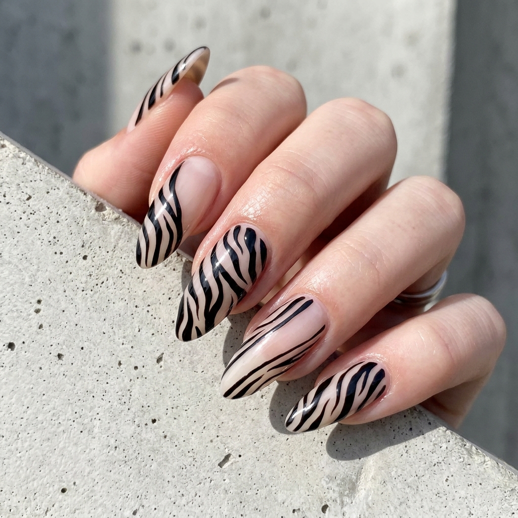 Zebra Nail Art with Negative Space Ideas