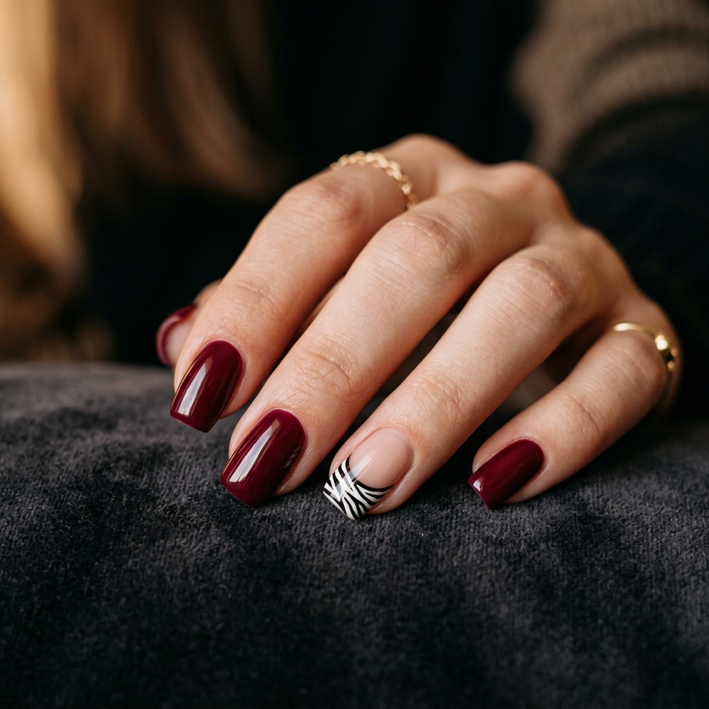 Zebra Print Accent Nails Ideas