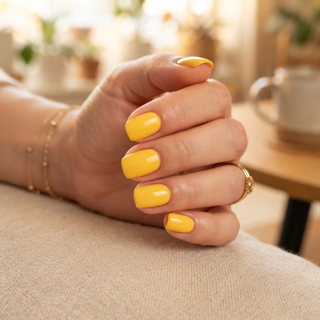 Sunny Yellow Really Cute Nails Idea