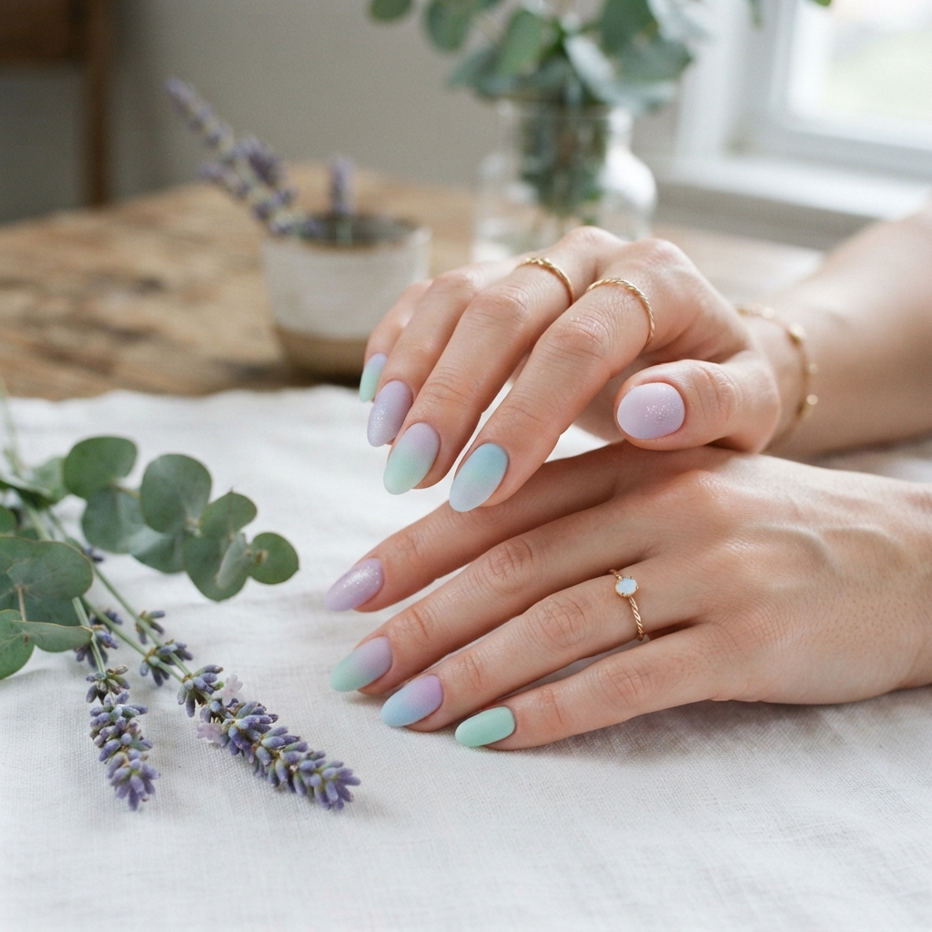 Frosted Pastel Nails Idea