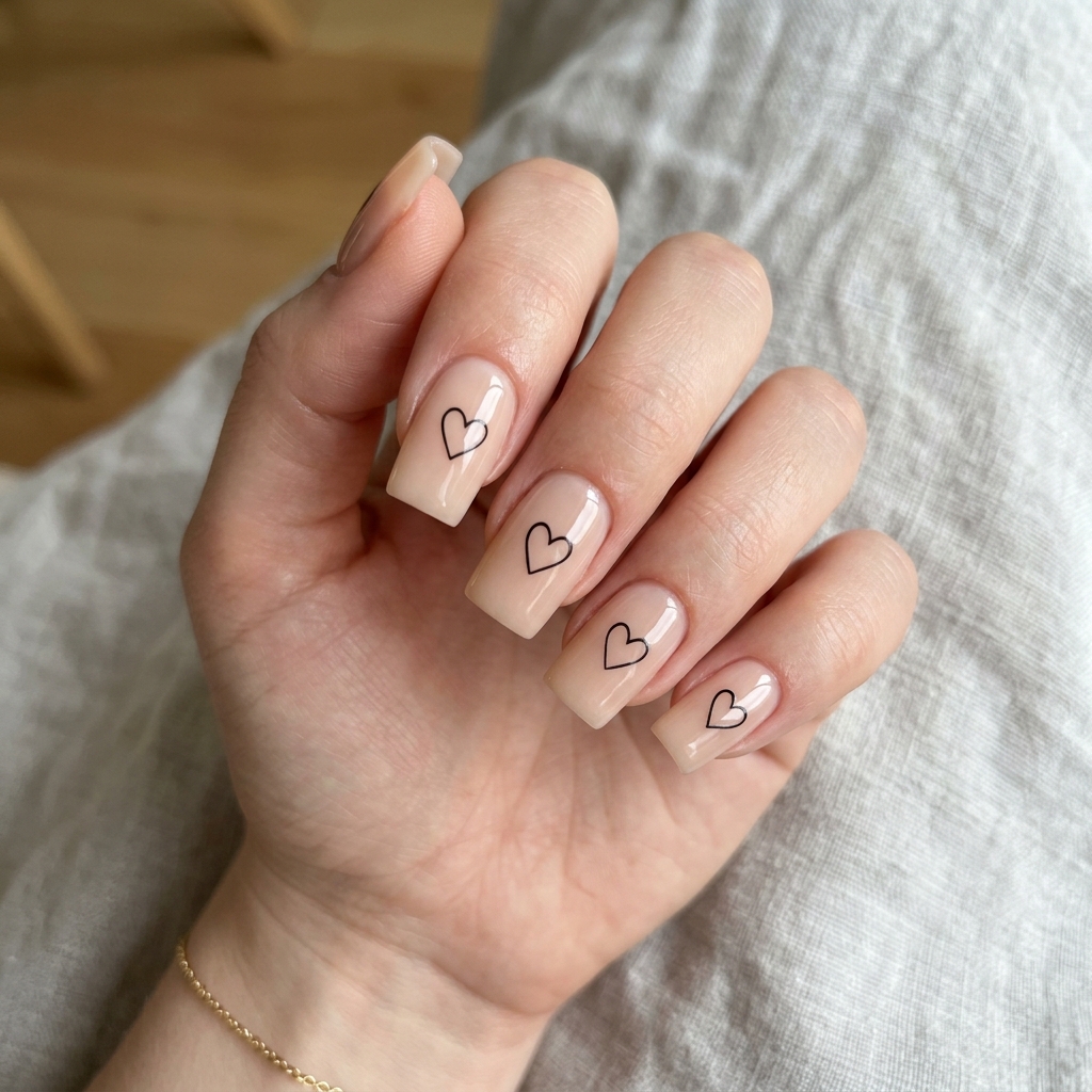 Heart Outline Nails Idea