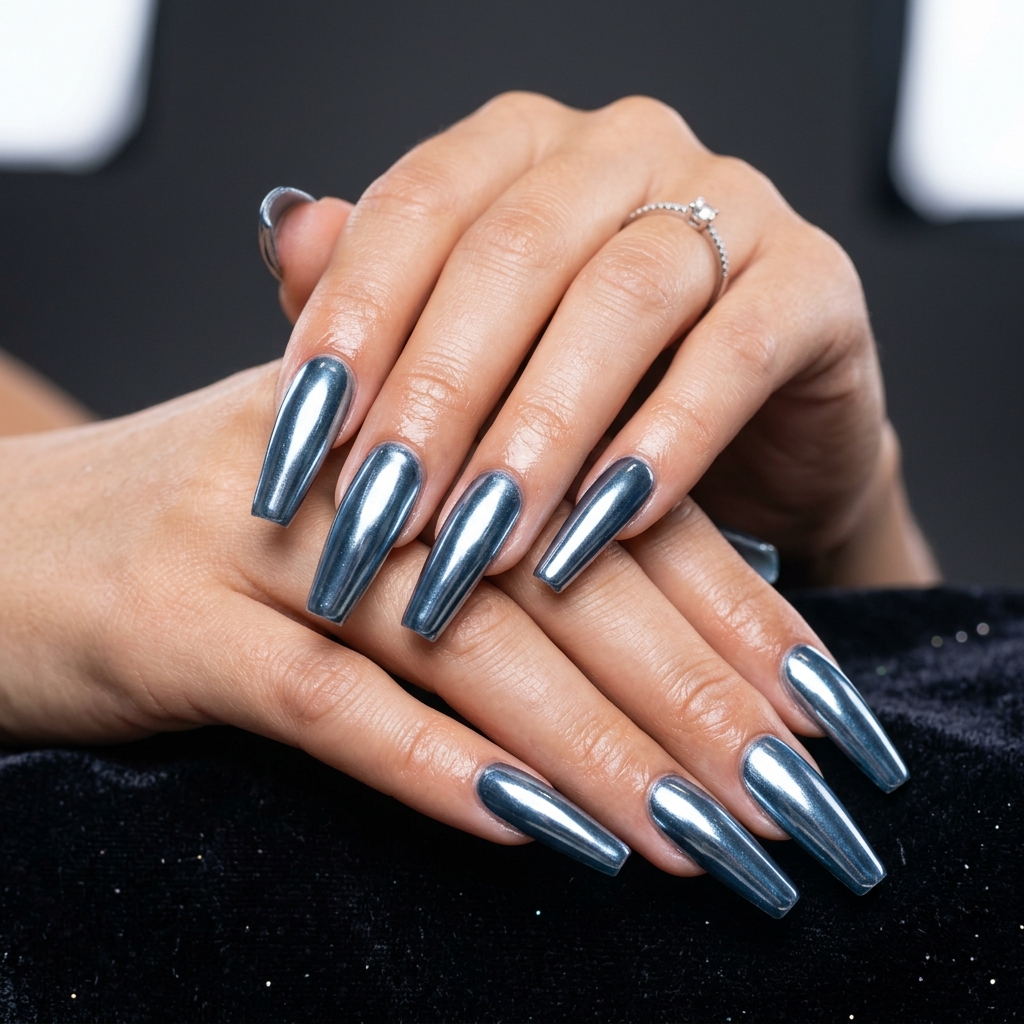 Metallic Ice Nails Idea