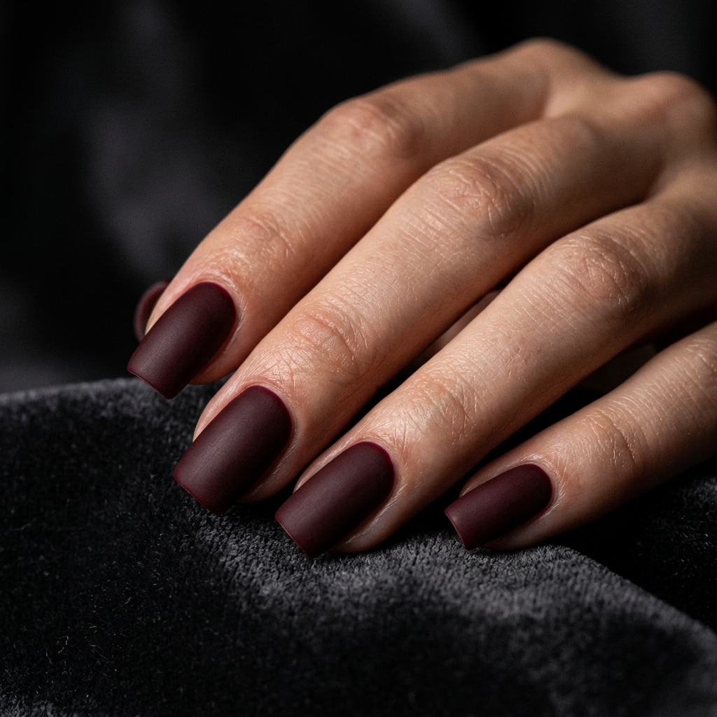 Dark Burgundy Classy Baddie Nails Idea