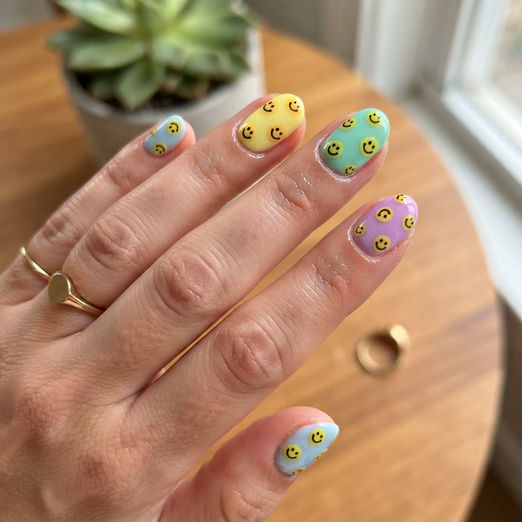 Smiley Face Nail Art Idea