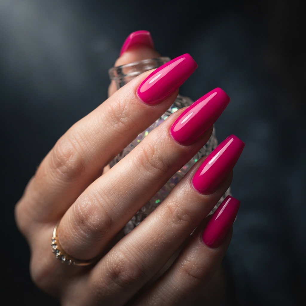 30 Pink Valentines Day Nails Ideas You'll Love 18 Fuchsia Coffin Nails Idea