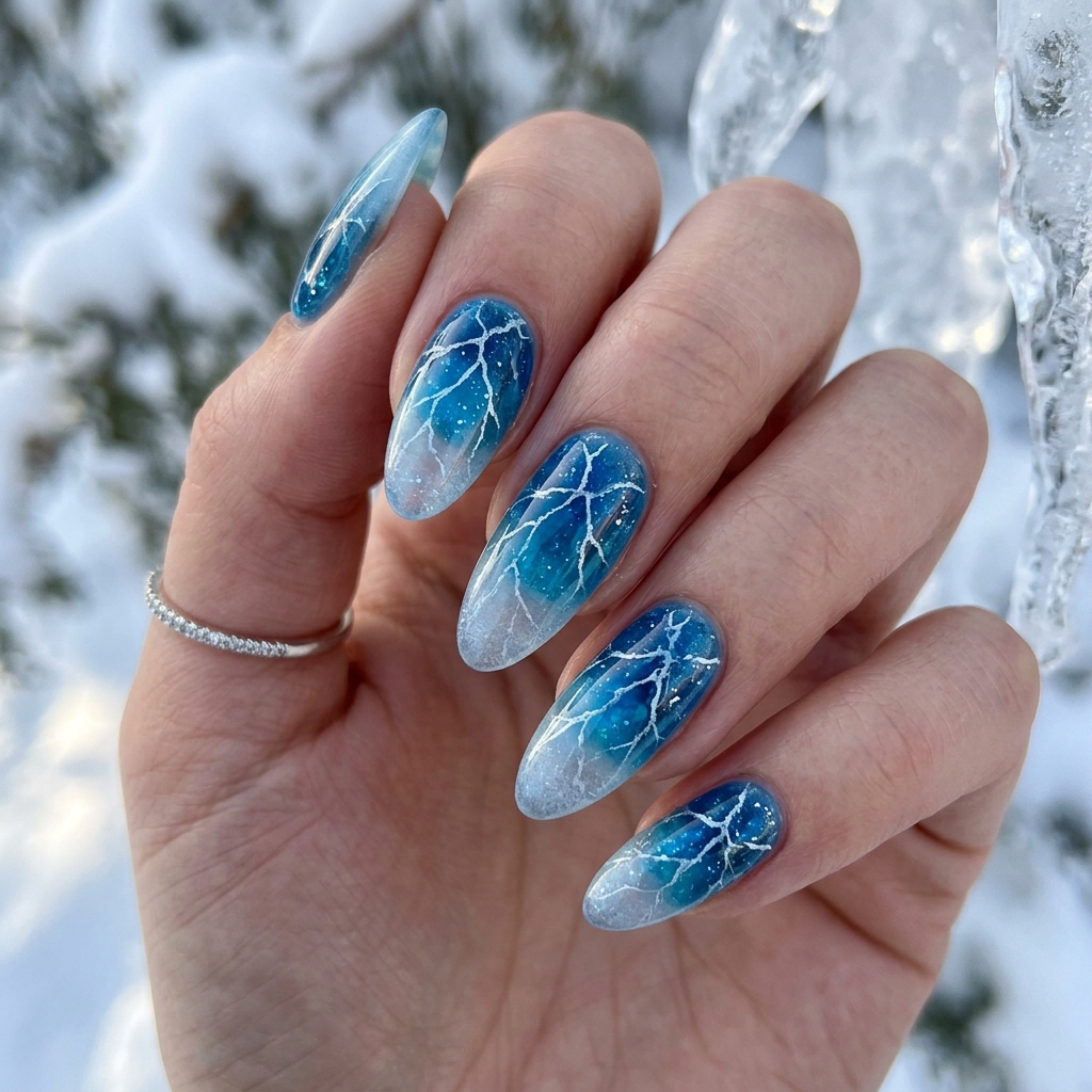 Frozen Lake Nails Idea