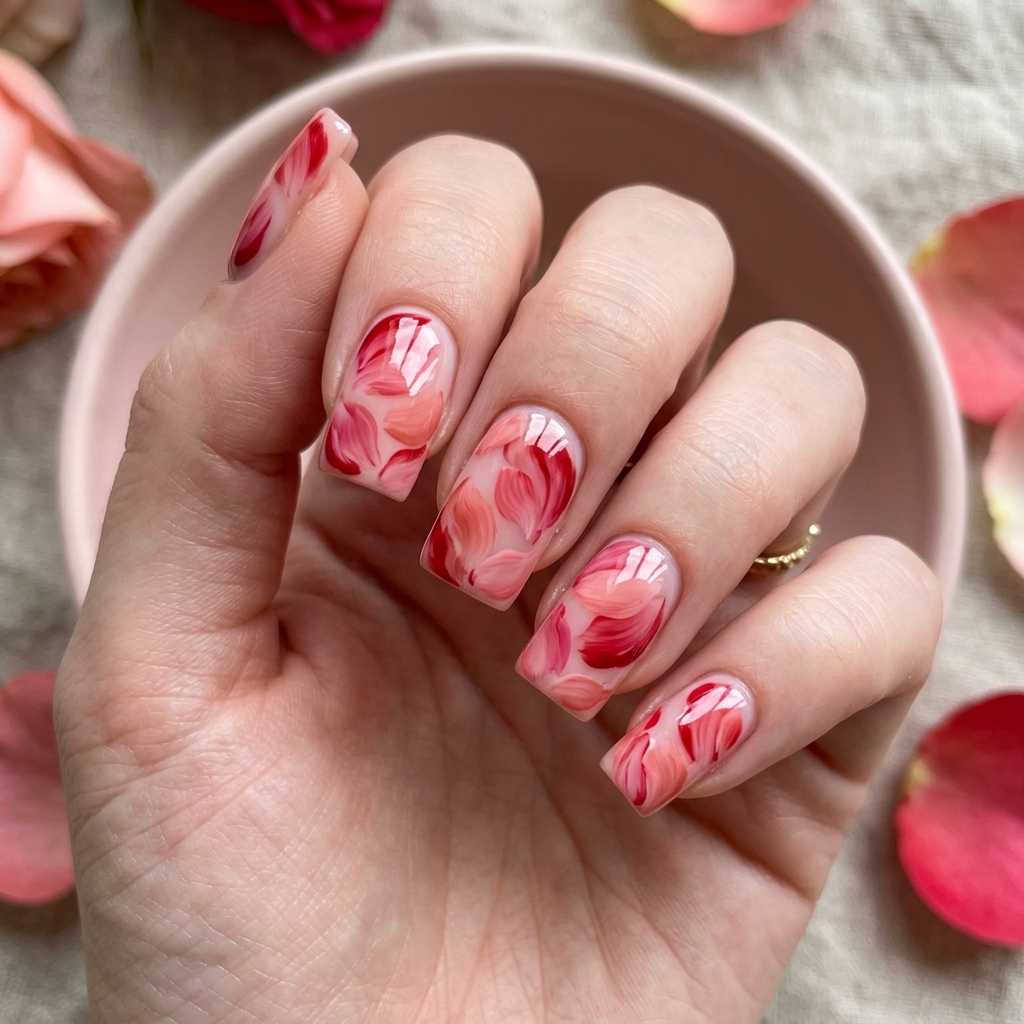 Rose Petal Nail Art Idea