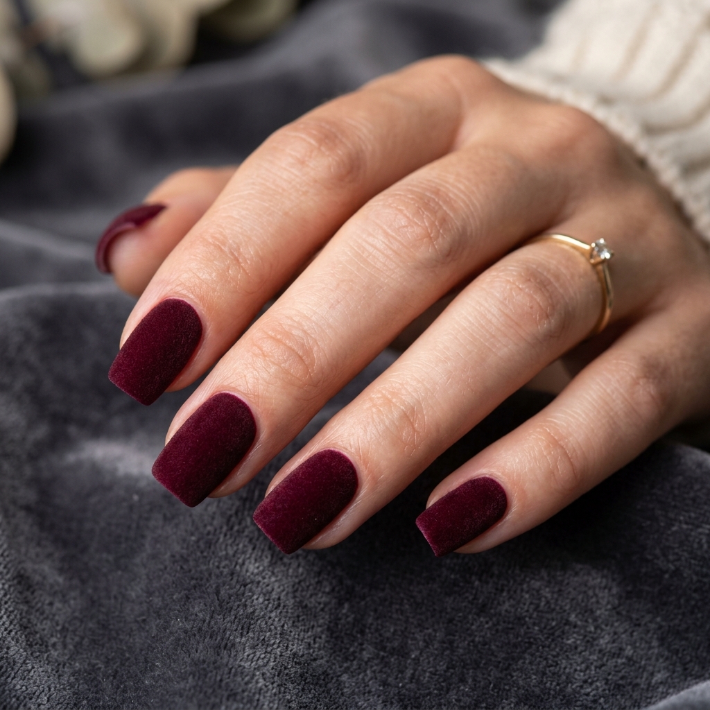 Velvet Matte Nails Idea