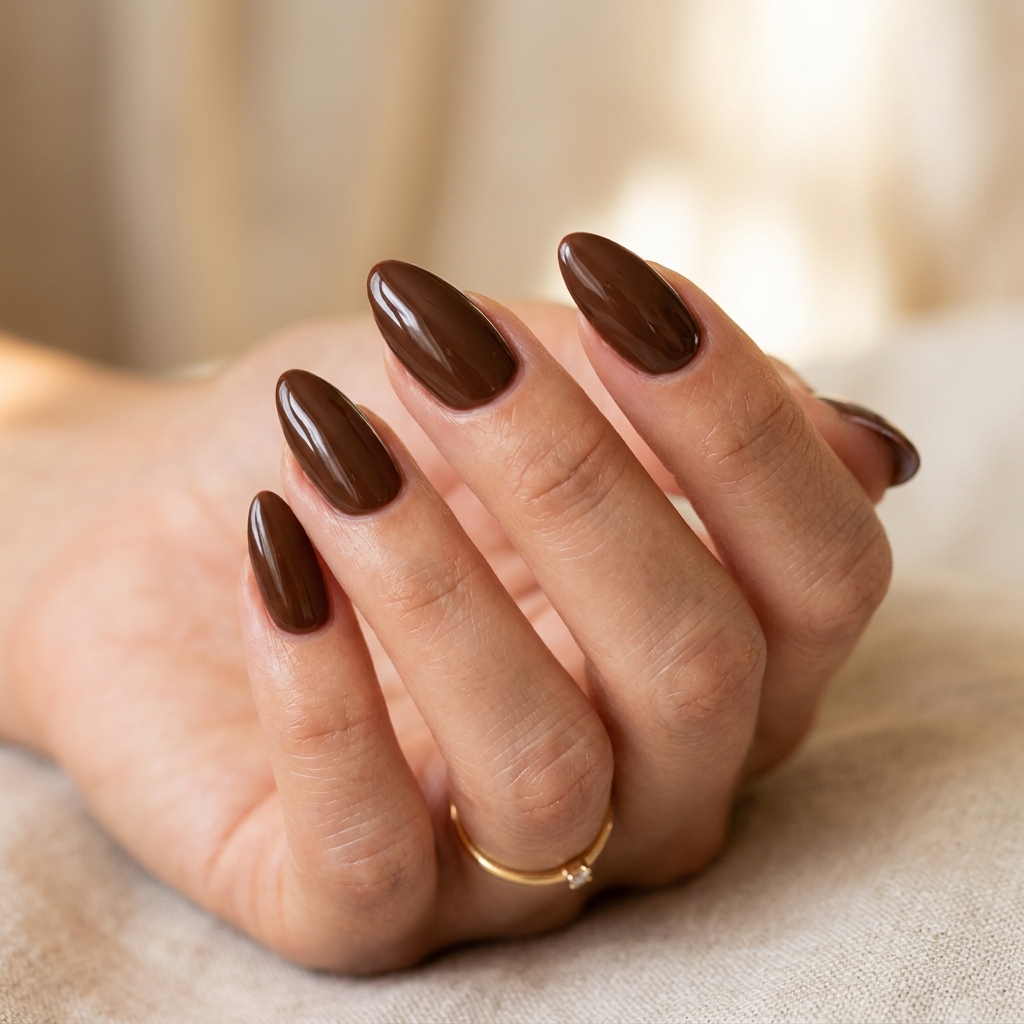 30 Brown Summer Nails Ideas You'll Want to Save 2 Chocolate Almond Brown Summer Nails Idea