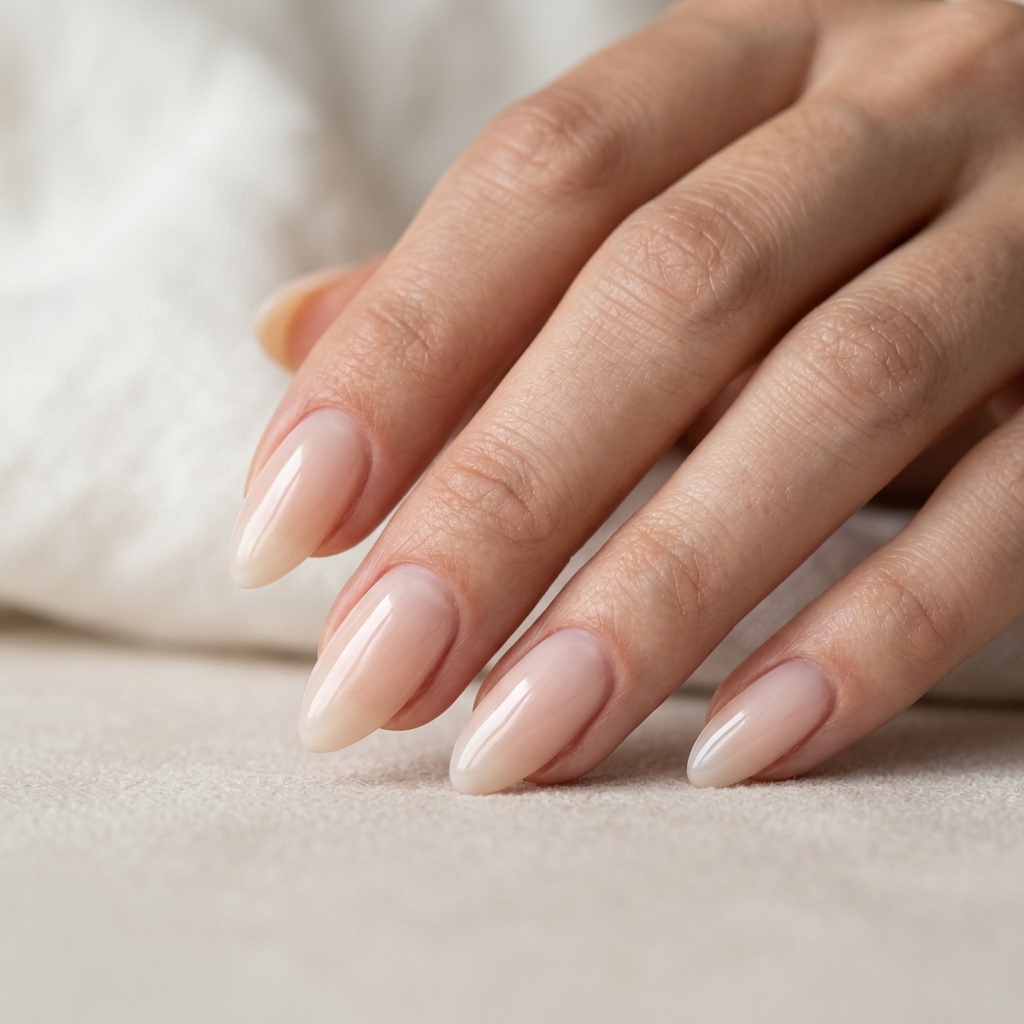 30 Neutral Almond Nails Ideas You'll Want to Save 2 Milky Nude Almond Nails Idea