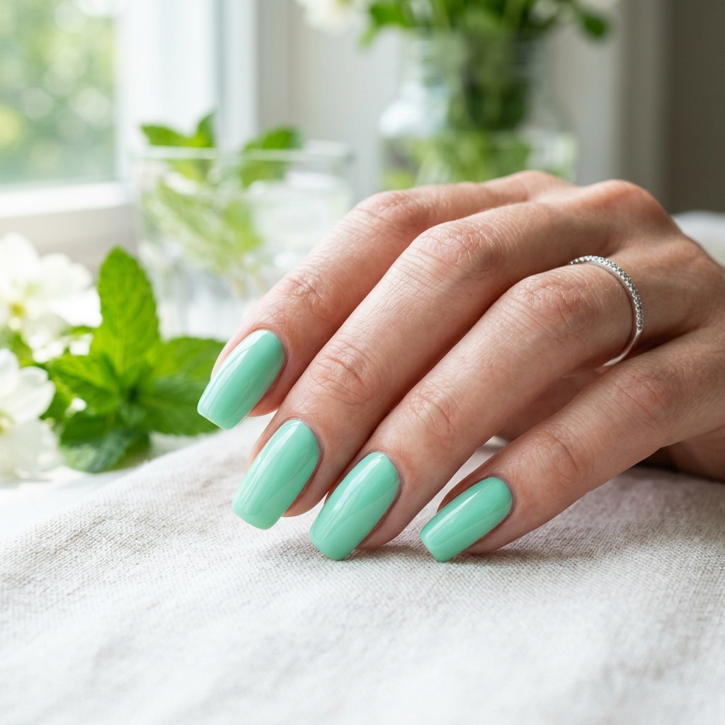 Mint Green Nails Idea