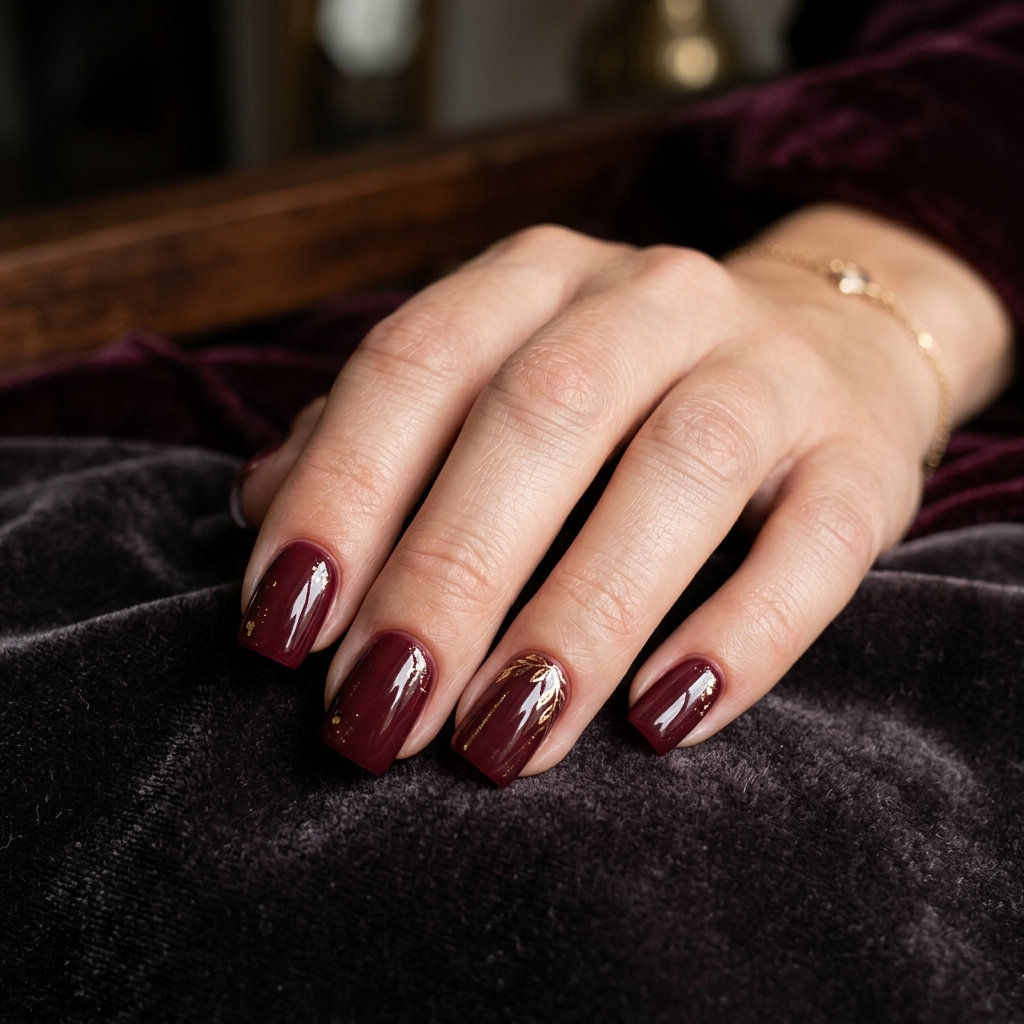 Deep Maroon Square Nails Idea