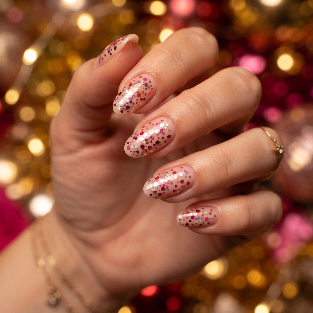 30 Pink Valentines Day Nails Ideas You'll Love 23 Pink Confetti Nails Idea