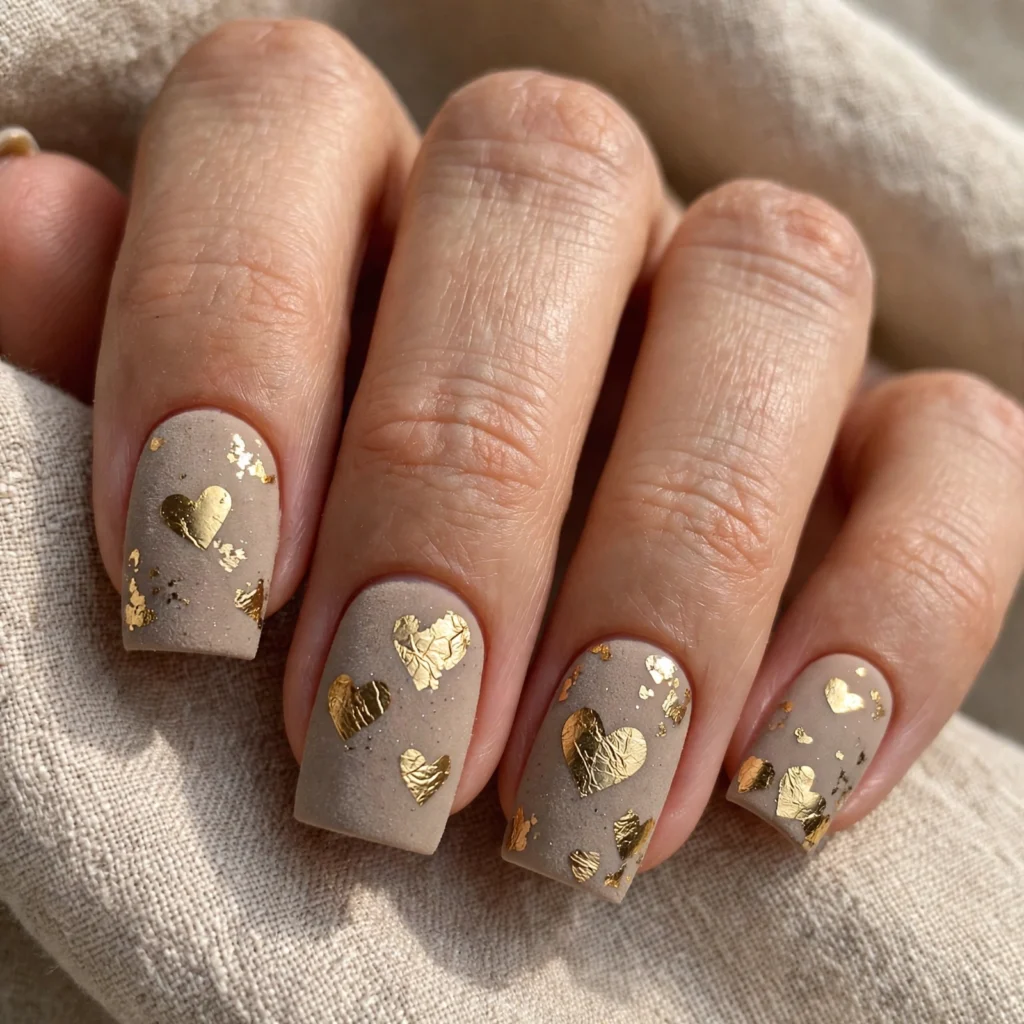 Foil Heart Nails Idea